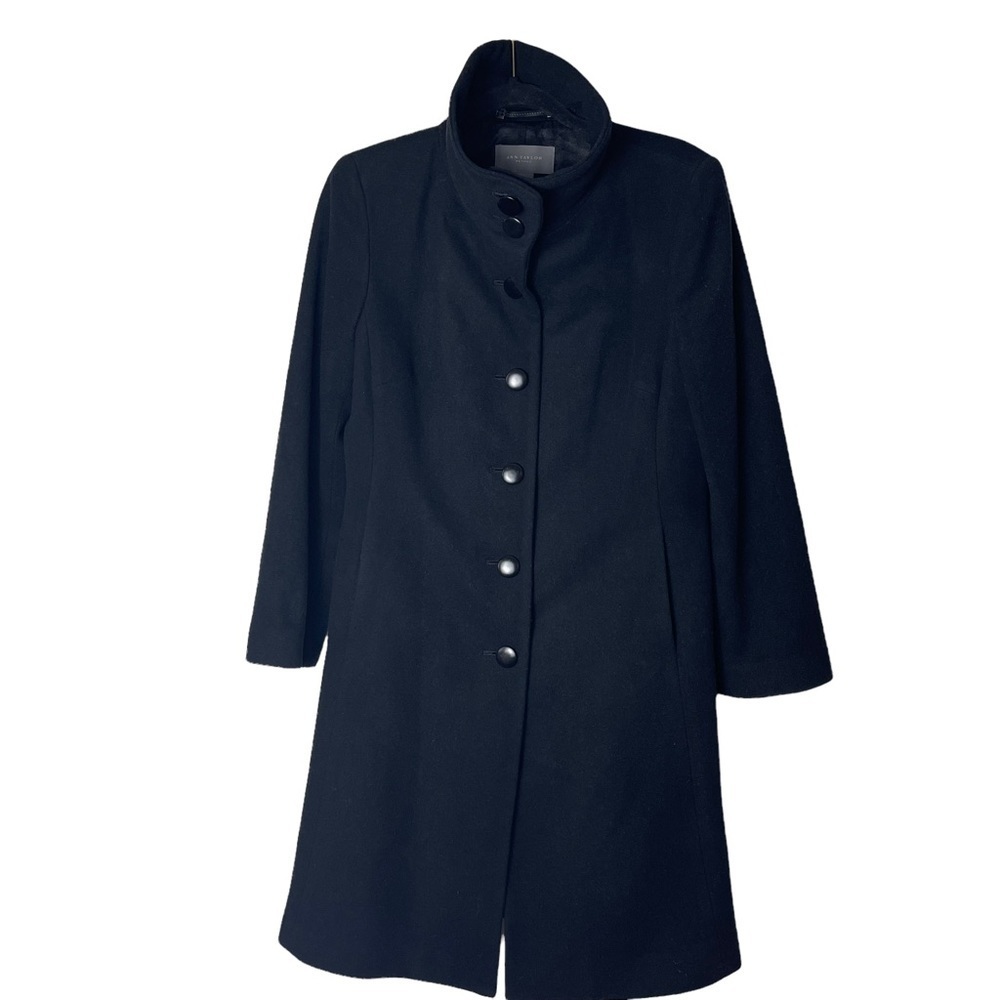 Ann Taylor Button Up Black Pea Coat Size 8P